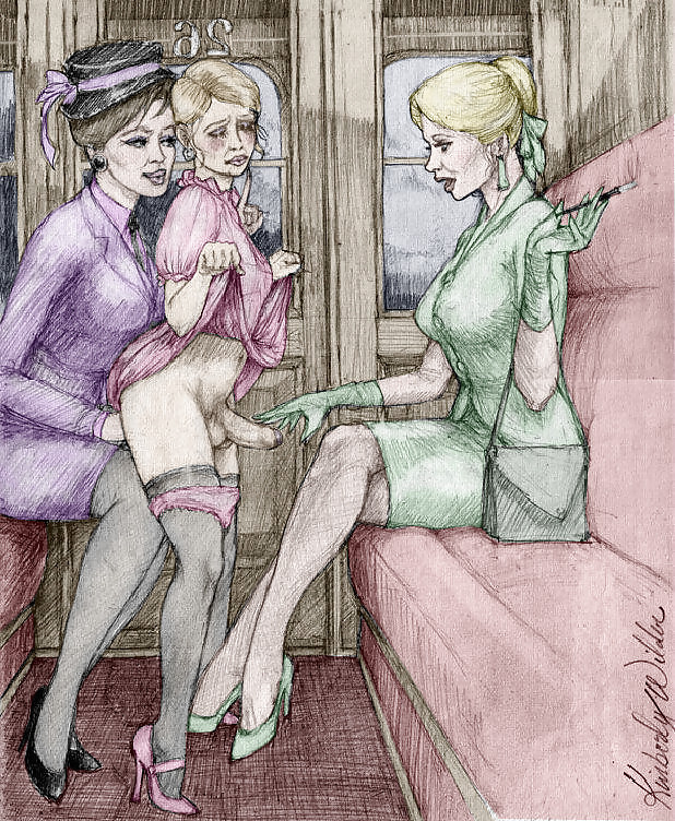Three girls spanked cartoon art