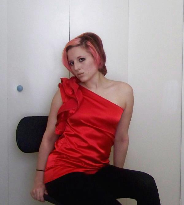 Porn image Girl in Satin blouse, shirt and other satin clothing