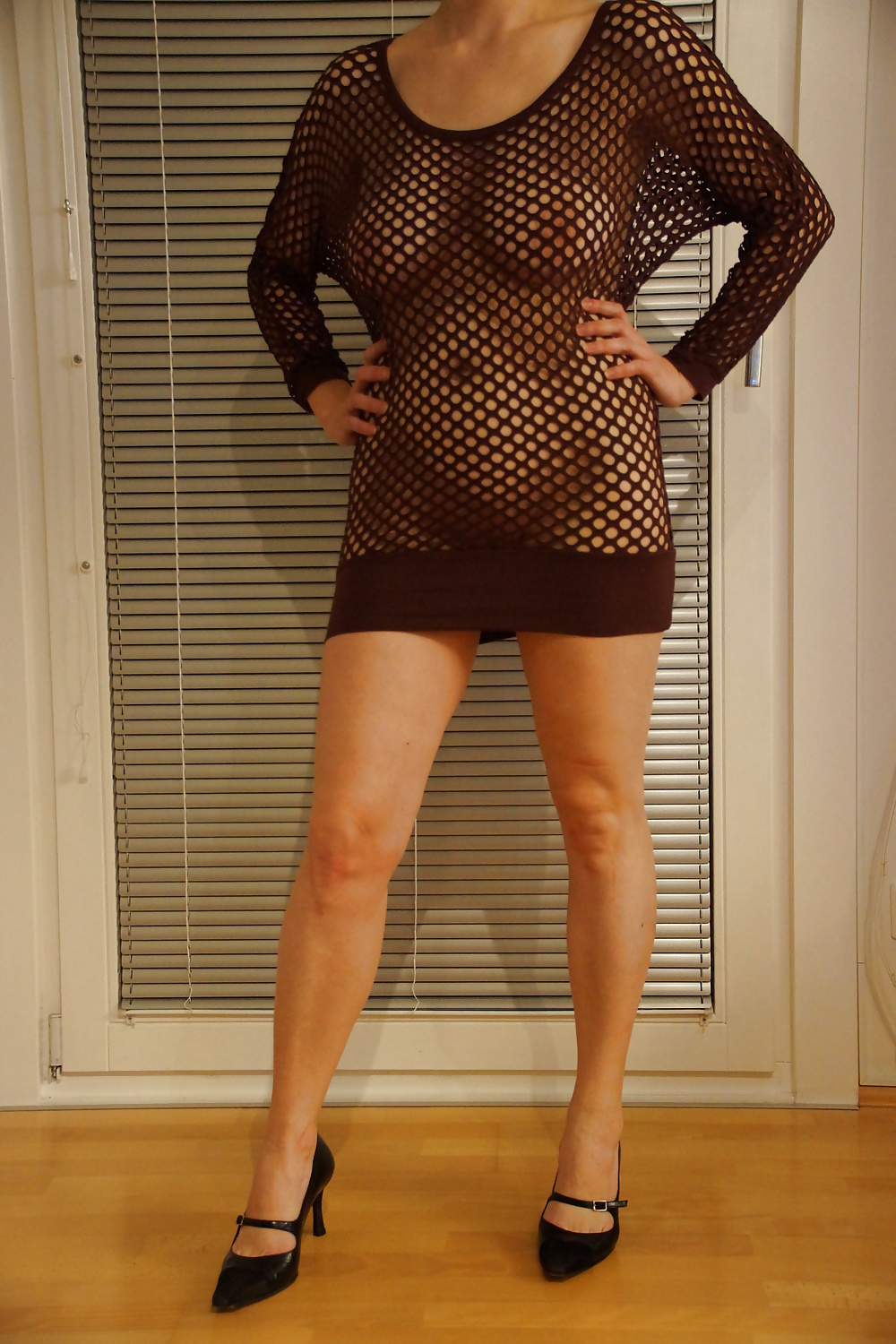 Porn image Sexy Mature Milf Teasing in a Mesh Minidress