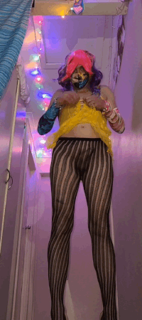 Black pantihose and yellow nightdress teasers #14