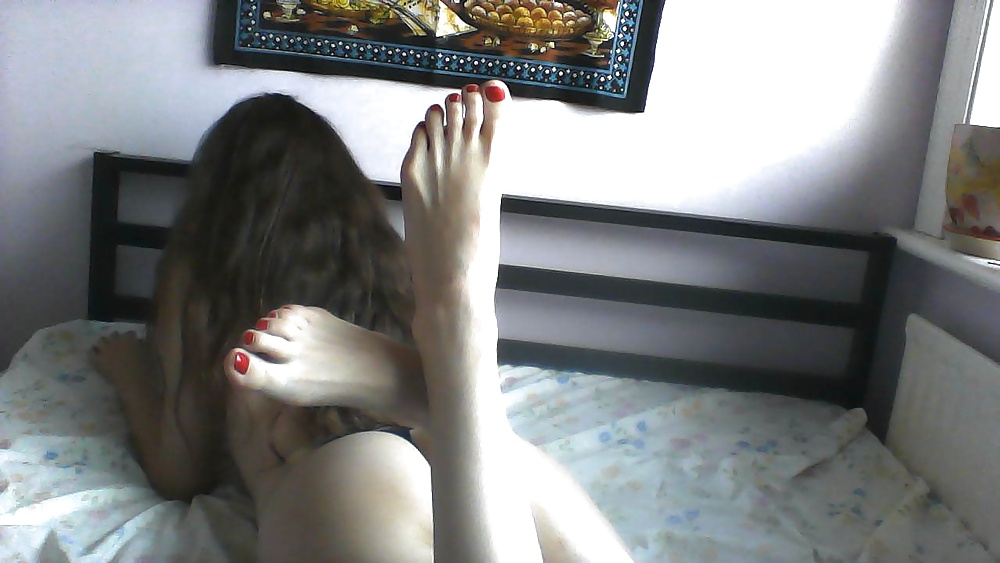 Porn image Painted red nails and black high heels