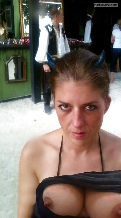 Porn image Flashing their wares!