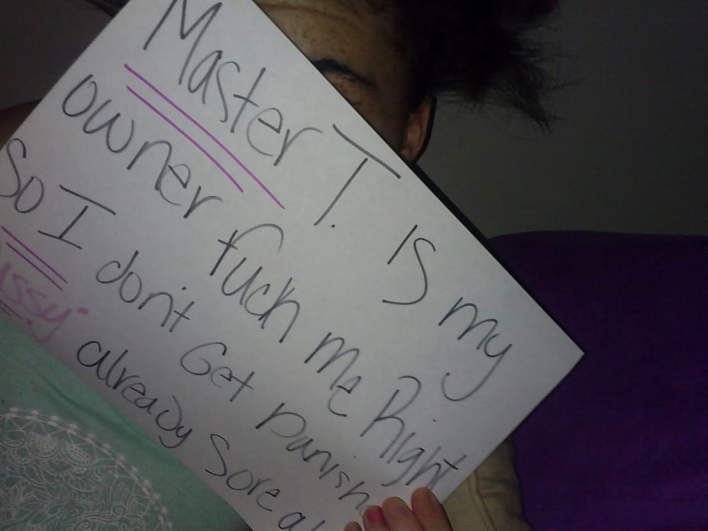 Porn image slutty bitch holding signs