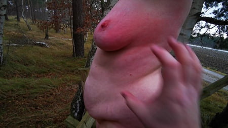 naked on bench in winter titslapping         