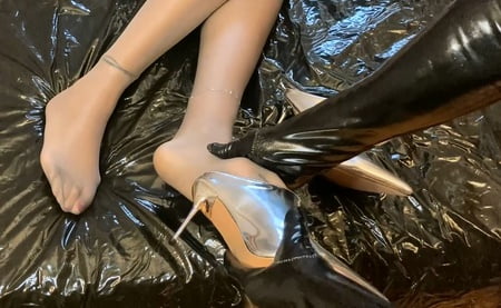 silver heels and nylon feet         