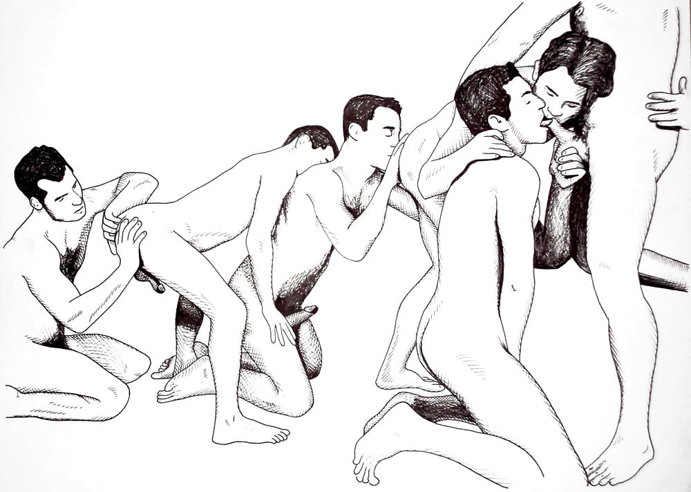 Biro Line Drawing Of Nude Man