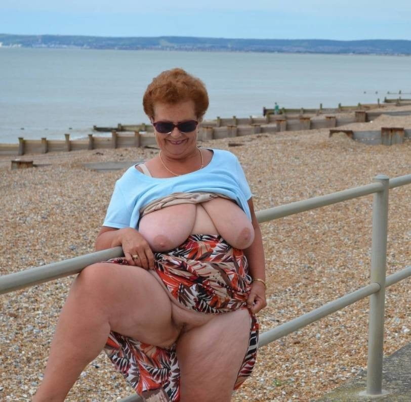 Nude granny on beach-3145