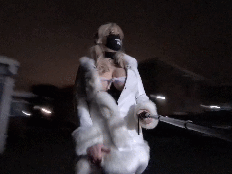 Public flashing in fur and eating my cum #43
