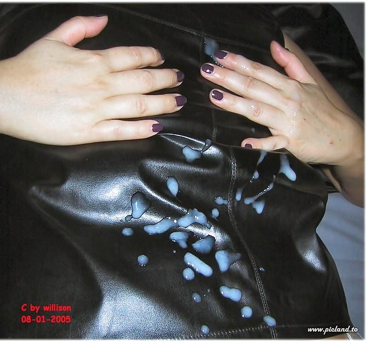 Porn image Cum on leather and latex clothes