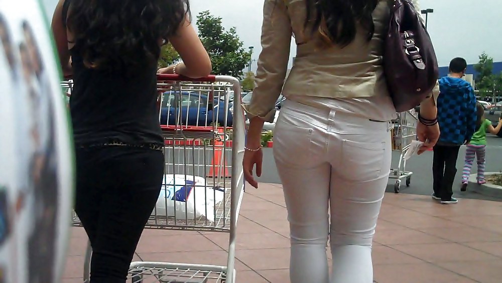 Porn image Nice sexy ass & butt in white jeans looking good