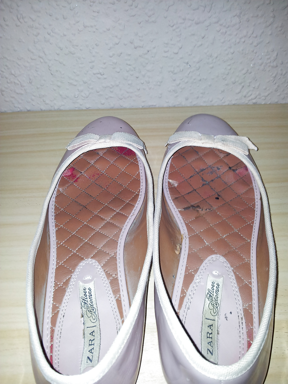 Porn image Wifes well worn nude lack Ballerinas flats shoes2