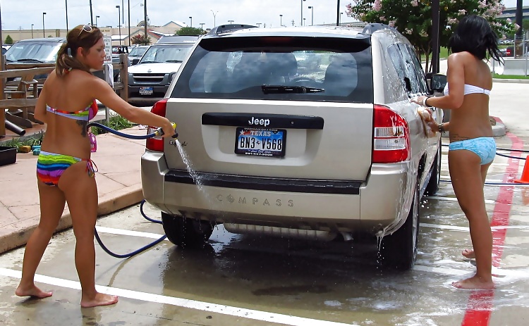 Porn image bikini car wash