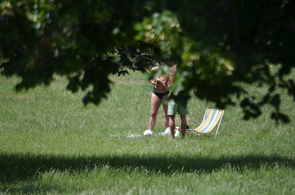 Porn image girl sunbathing in the park I