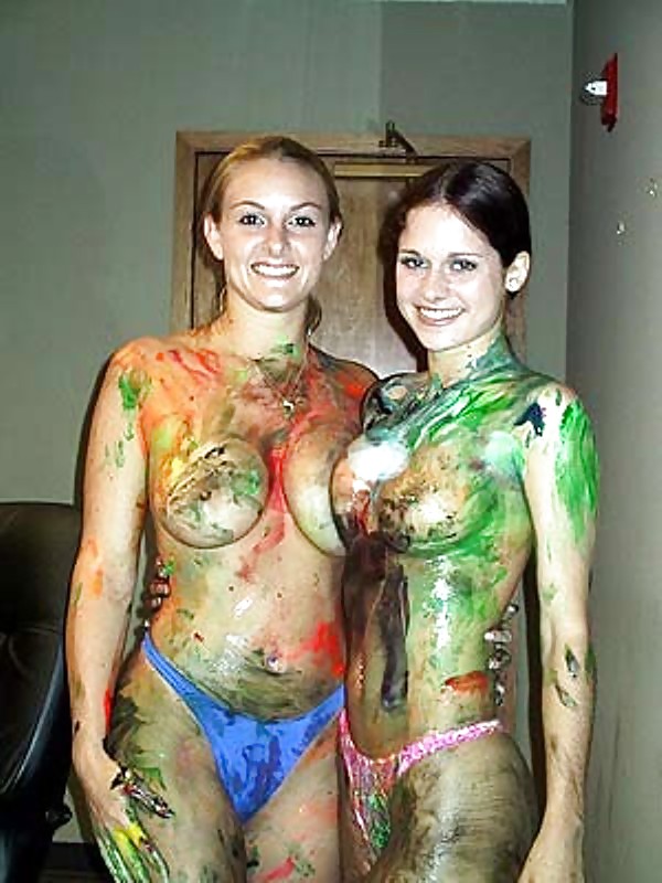 Porn image Body paint sexy babes