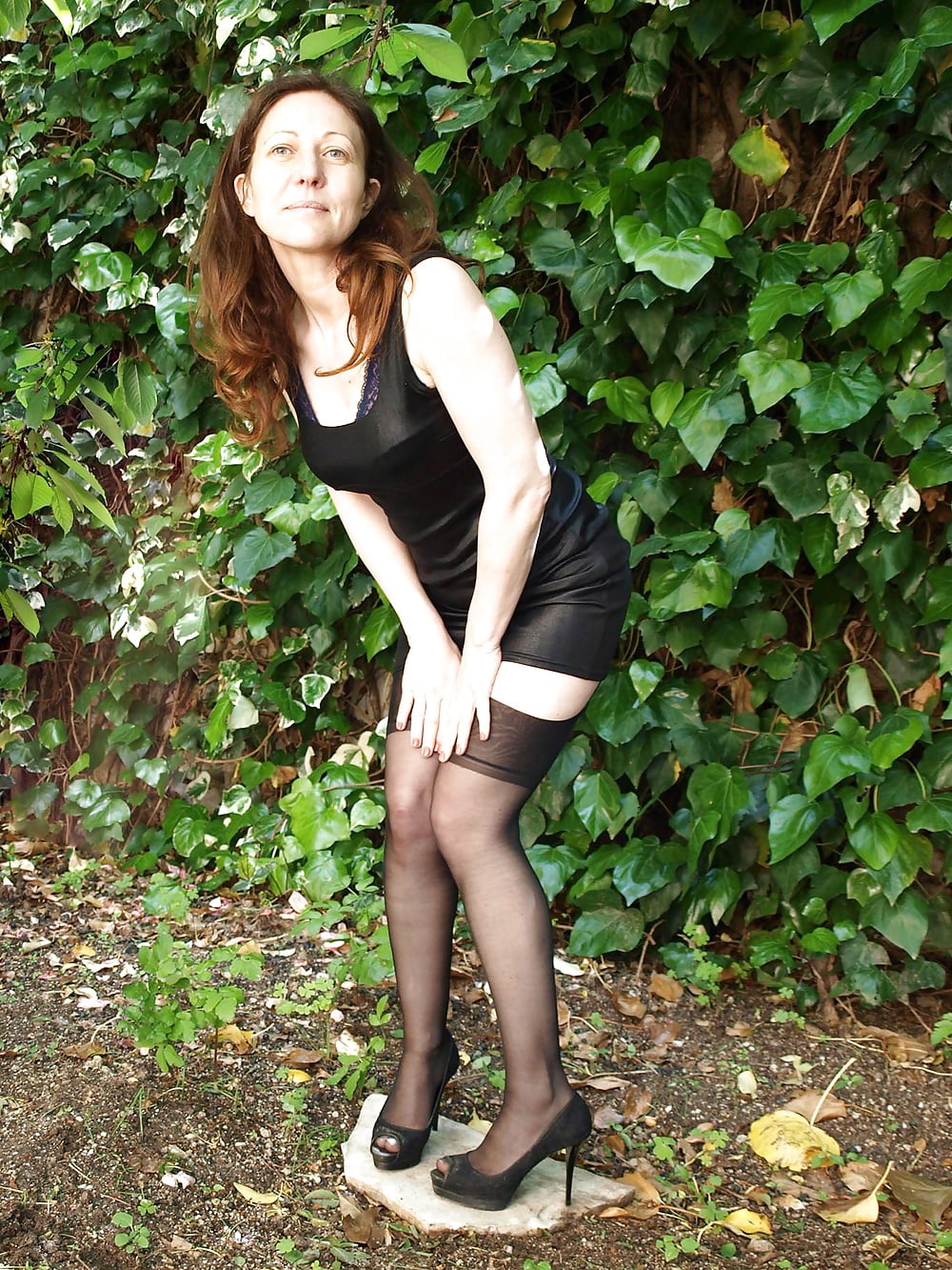 Porn image Wife in black dress, black stockings & black heels Part.2