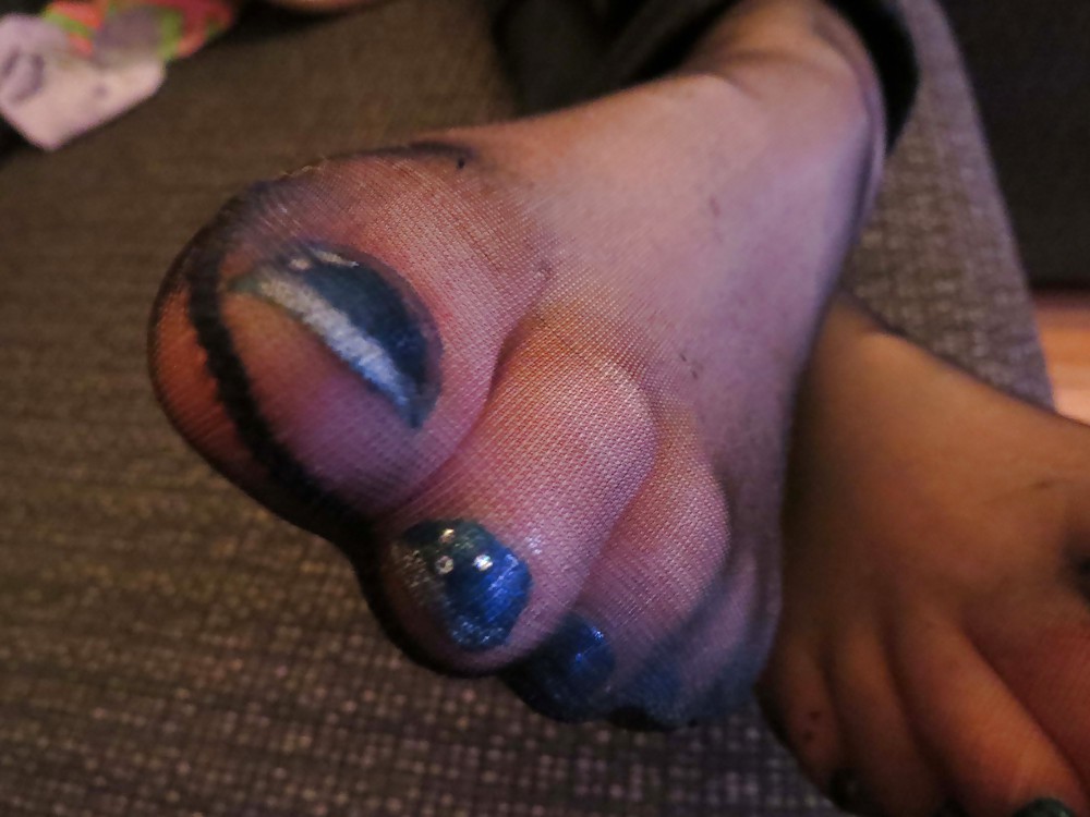 Porn image creamy black nylon feet