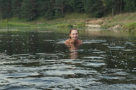 swimming in the river         