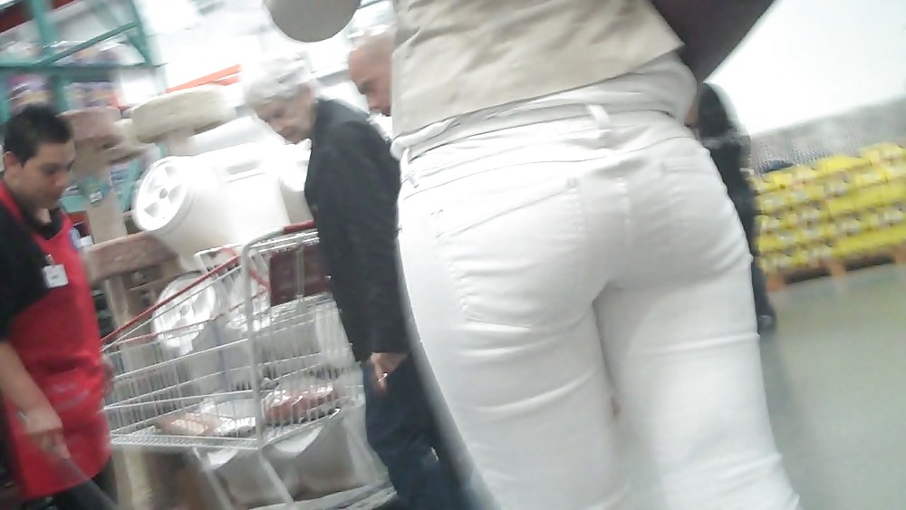 Porn image Nice sexy ass & butt in white jeans looking good