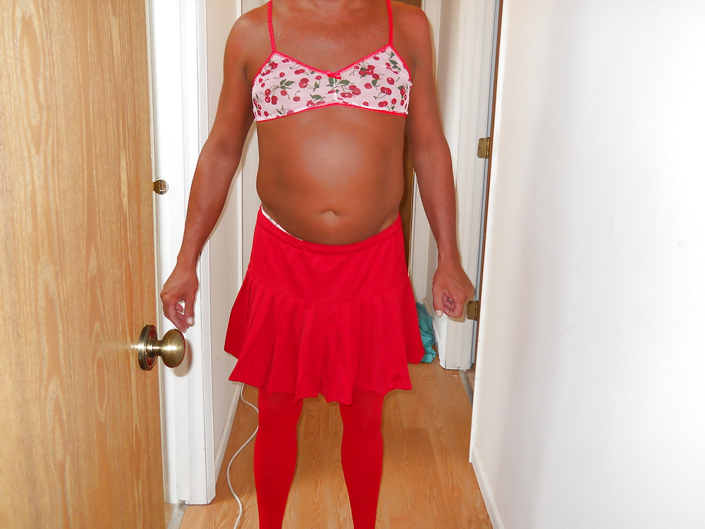 Porn image Betsy in her sissy cheerleading skirt