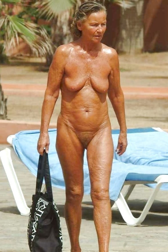 Nude granny at beach-5604