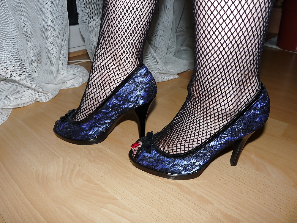 Porn image wifes blue peep toes pantyhose