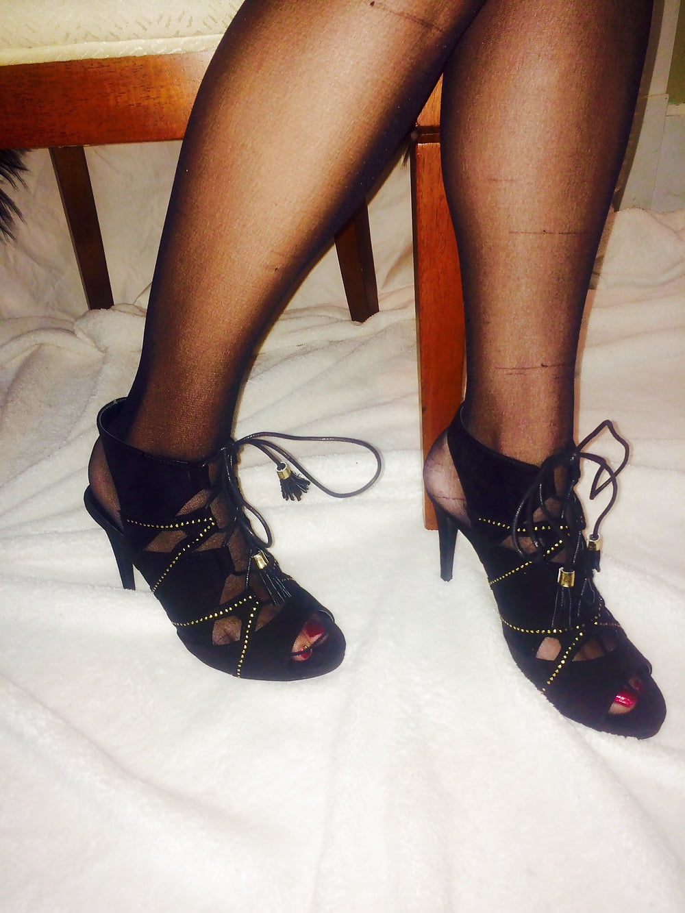 Porn image Wife's feet in nylons and her new heels. Tributes welcome!