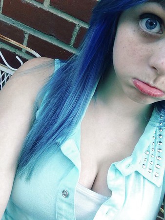 Hot girl with blue hair