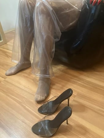 clear high heels and clear pvc fetish         