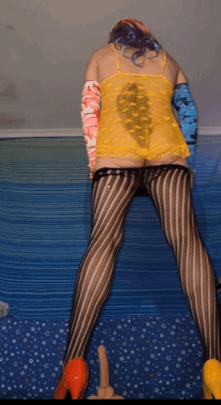 Black pantihose and yellow nightdress teasers #27