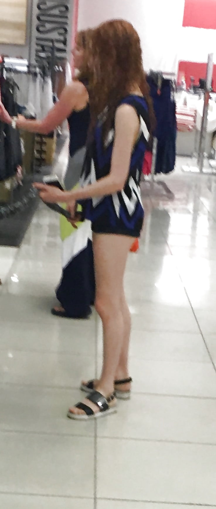 Porn image Tiny tight redhead slut mall teen in tiny shorts