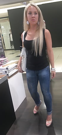Sexy blonde mall slut