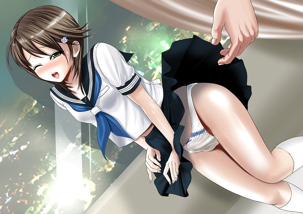 Anime crossdresser upskirt outdoor