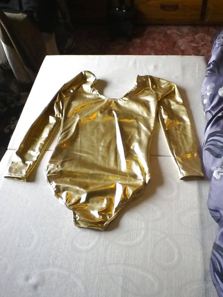 Porn image Gold leotard.