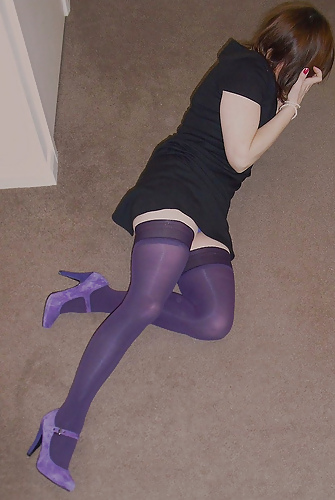 Porn image Amateurs in purple stockings