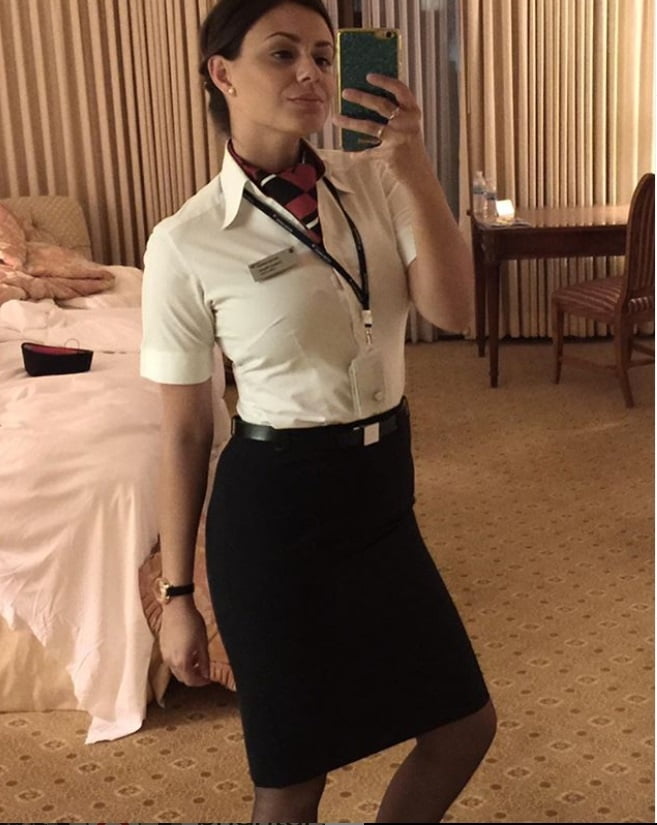Hot Brit air hostess from London for cum tributes, wanking - 46 Photos 