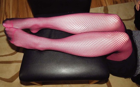 Pretty in Pink 1 Pink Pantyhose and Black Fishnets